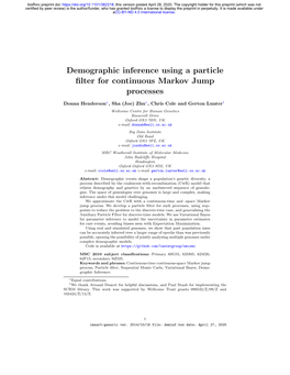Demographic Inference Using a Particle Filter for Continuous Markov Jump Processes