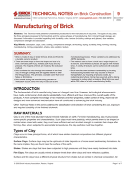 Manufacturing of Brick