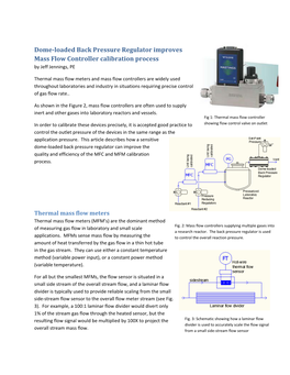 Dome-Loaded Back Pressure Regulator Improves Mass Flow Controller Calibration Process