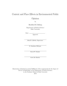 Context and Place Effects in Environmental Public Opinion