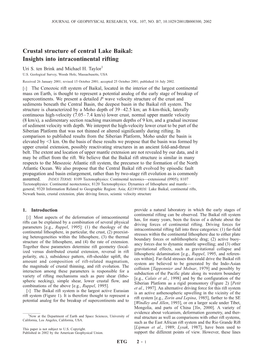 Crustal Structure of Central Lake Baikal: Insights Into Intracontinental Rifting Uri S