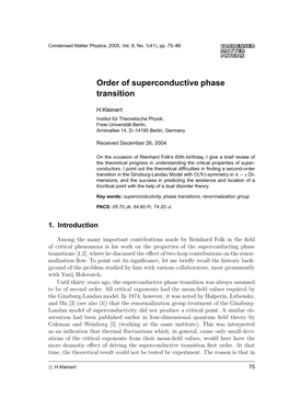 Order of Superconductive Phase Transition