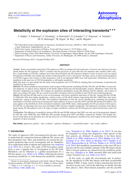Metallicity at the Explosion Sites of Interacting Transients⋆⋆⋆
