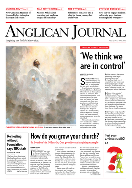 April 2011 NEWS CANADA Reconciliation ‘A Canadian Problem,’ Says Sinclair