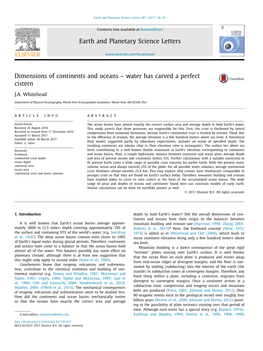 Dimensions of Continents and Oceans – Water Has Carved a Perfect Cistern