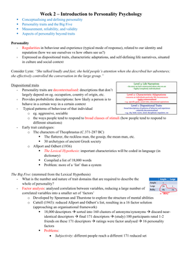 Introduction to Personality Psychology