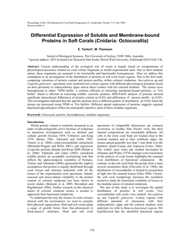 Differential Expression of Soluble and Membrane-Bound Proteins in Soft Corals (Cnidaria: Octocorallia)