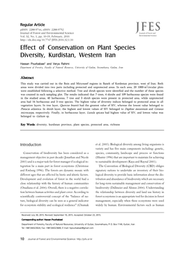 Effect of Conservation on Plant Species Diversity, Kurdistan, Western Iran