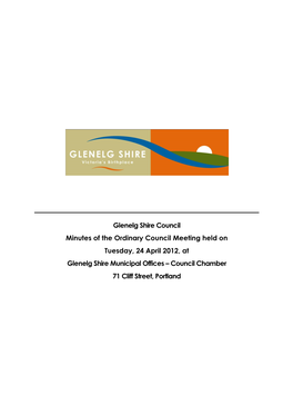 Glenelg Shire Council Minutes of the Ordinary Council Meeting Held On
