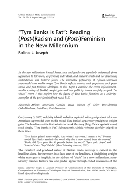 ''Tyra Banks Is Fat'': Reading (Post-)Racism and (Post-)Feminism