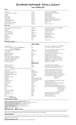 Christopher Halladay SAG-AFTRA/AEA TV______Mr