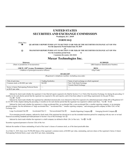 UNITED STATES SECURITIES and EXCHANGE COMMISSION Maxar