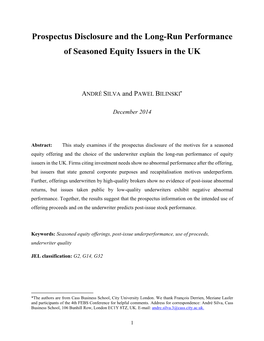 Prospectus Disclosure and the Long-Run Performance of Seasoned Equity Issuers in the UK
