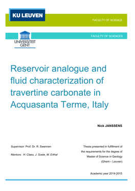 Reservoir Analogue and Fluid Characterization of Travertine Carbonate in Acquasanta Terme, Italy