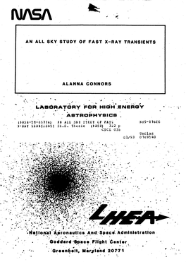 An All Sky Study of Fast X-Ray Transients Alanna Connors