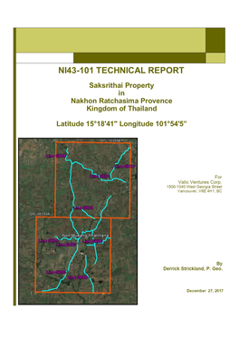 NI 43-101 TECHNICAL REPORT on the Saksrithai Property in Nakhon