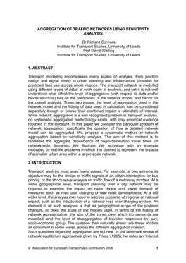 Aggregation of Traffic Networks Using Sensitivity Analysis