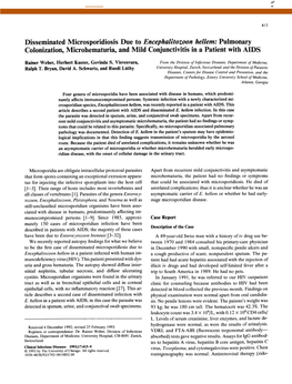 Disseminated Microsporidiosis Due to Encephalitozoon Hellem: Pulmonary Colonization, Microhematuria, and Mild Conjunctivitis in a Patient with AIDS