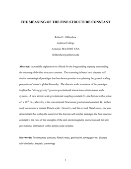 The Meaning of the Fine Structure Constant