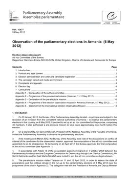 Parliamentary Assembly Assemblée Parlementaire