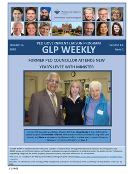 GLP WEEKLY Issue 2 FORMER PEO COUNCILLOR ATTENDS NEW YEAR’S LEVEE with MINISTER