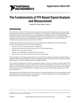 The Fundamentals of FFT-Based Signal Analysis and Measurement Michael Cerna and Audrey F