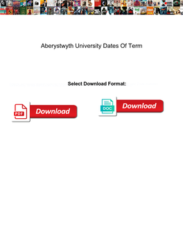 Aberystwyth University Dates of Term