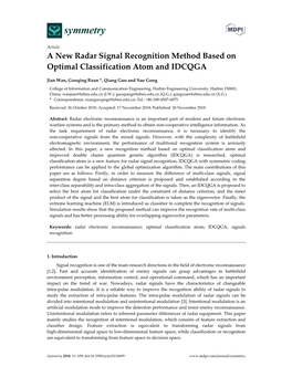 A New Radar Signal Recognition Method Based on Optimal Classification Atom and IDCQGA