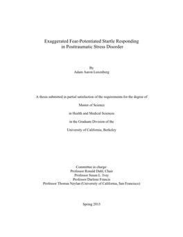 Exaggerated Fear-Potentiated Startle Responding in Posttraumatic Stress Disorder