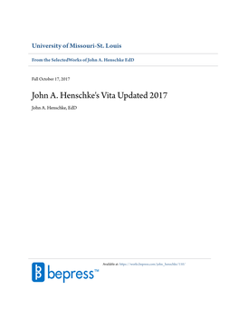 John A. Henschke's Vita Updated 2017 John A