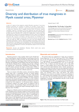 Diversity and Distribution of True Mangroves in Myeik Coastal Areas, Myanmar