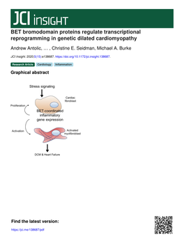BET Bromodomain Proteins Regulate Transcriptional Reprogramming in Genetic Dilated Cardiomyopathy