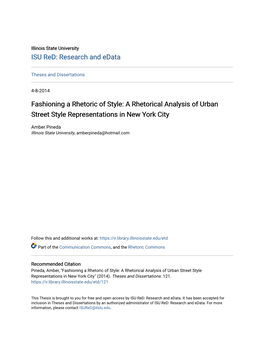 A Rhetorical Analysis of Urban Street Style Representations in New York City