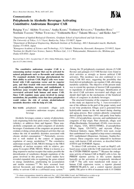 Polyphenols in Alcoholic Beverages Activating Constitutive Androstane Receptor CAR