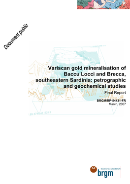 Variscan Gold Mineralisation of Baccu Locci and Brecca, Southeastern Sardinia: Petrographic and Geochemical Studies