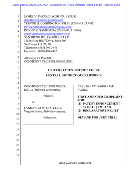 JAMES V. FAZIO, III (CSB NO. 183353) 2 Jamesfazio@Sandiegoiplaw.Com TREVOR Q