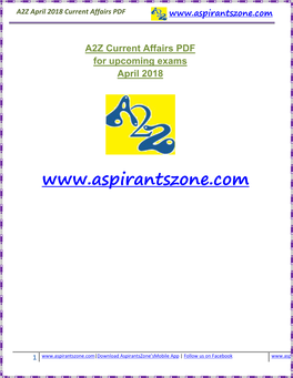 A2Z April 2018 Current Affairs PDF