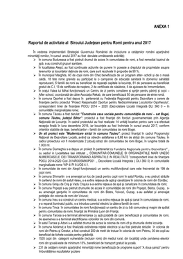 ANEXA 1 Raportul De Activitate Al Biroului Judeţean Pentru Romi Pentru Anul 2017