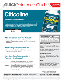 Citicoline Promotes Brain Metabolism*