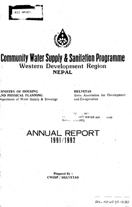 Community Water Supply {Sanitation Programme Western Development Region NEPAL