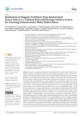 Production of Organic Fertilizers from Rocket Seed (Eruca Sativa L.), Chicken Peat and Moringa Oleifera Leaves for Growing Linseed Under Water Deﬁcit Stress