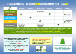 CALENDARIO UNICO RACCOLTA PORTA a PORTA - Anno 2017