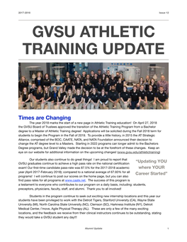 Gvsu Athletic Training Update