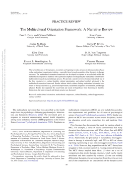 The Multicultural Orientation Framework: a Narrative Review