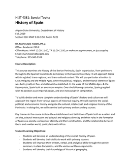 HIST 4381: Special Topics History of Spain