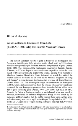 (1300 AD-1600 AD) Pre-Islamic Makasar Graves