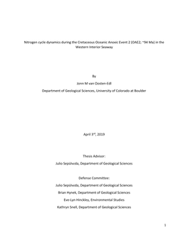 Nitrogen Cycle Dynamics During the Cretaceous Oceanic Anoxic Event 2 (OAE2; ~94 Ma) in the Western Interior Seaway