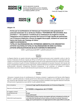 Avviso Per La Manifestazione Di Interesse Per L'inserimento Nella Graduatoria Di Potenziali Destinatari Di Cui All'avviso Pu