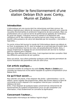 Monitoring Avec Conky, Munin Et Zabbix