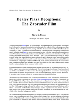 Dealey Plaza Deceptions: the Zapruder Film 1